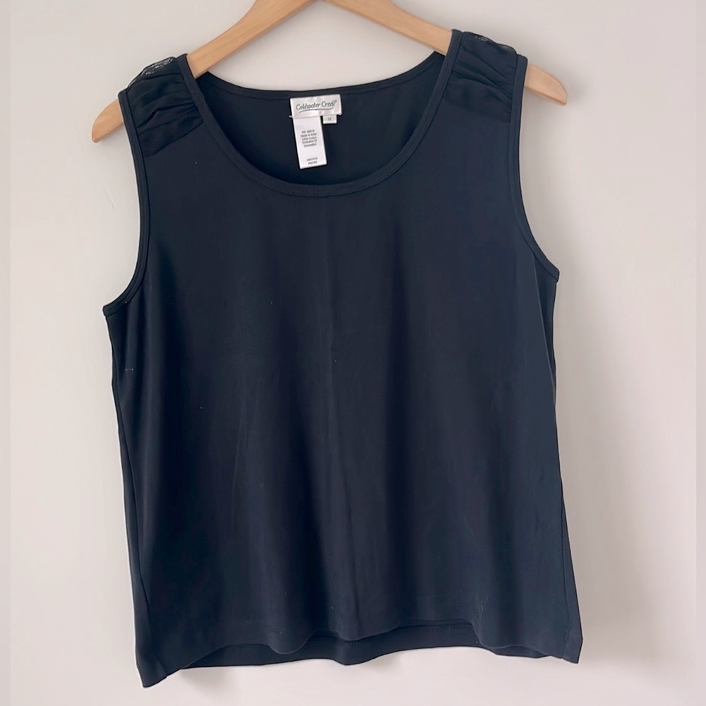Coldwater Creek 1X Black tank top with decorative shoulder straps